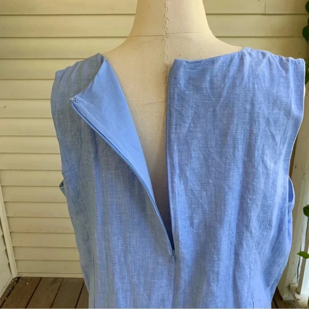 NWT Talbots Embroidered Butterfly Linen Blend Shift Dress Plus Size 22W Blue - Picture 8 of 10